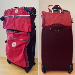 Kipling Darcey LARGE 29” Rolling Luggage & Itska Duffle Bag Travel Set Grape Tnt